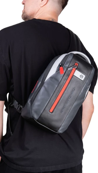 Рюкзак слинг Piquadro Urban CA6801UB00/GRN серый/черный натур.кожа