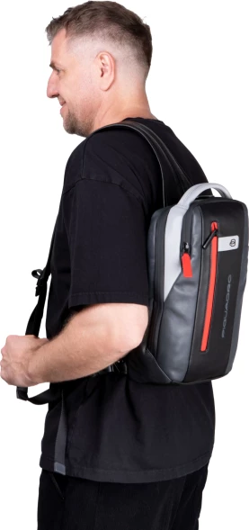 Рюкзак слинг Piquadro Urban CA6801UB00/GRN серый/черный натур.кожа