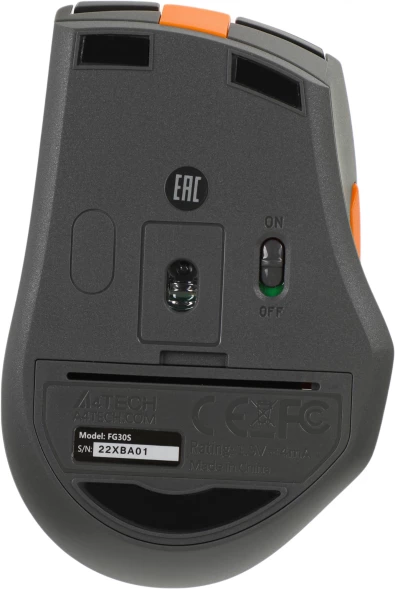 Мышь A4Tech Fstyler FG30S серый/оранжевый оптическая (2000dpi) silent беспроводная USB (6but)
