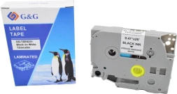 Картридж ленточный G&amp;amp;G GG-TZES231 черный на белом 12x8 для Brother 1010/1280/1280VP/2700VP