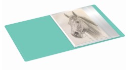 Папка с 10 прозр.вклад. Бюрократ Pastel PAST10GRN A4 пластик 0.5мм торц.карм с бум. встав мятный