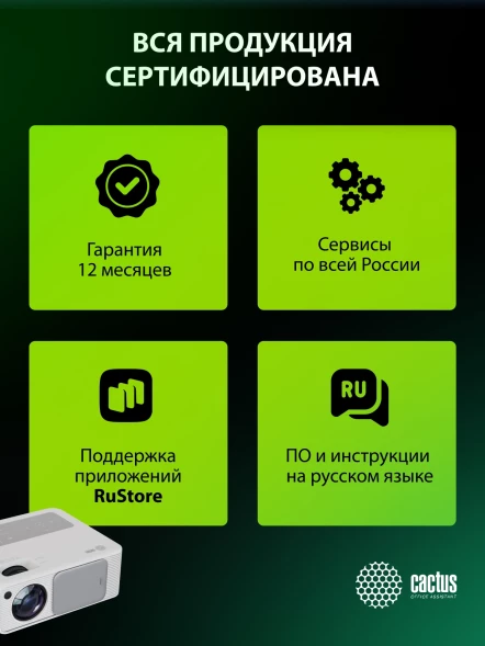 Проектор Cactus CS-PRM.01WT.Full HD-A LCD 700Lm ANSI (1920x1080) 2500:1 ресурс лампы:50000часов 2xUSB typeA 2xHDMI 1.8кг