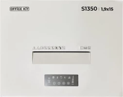 Шредер Office Kit S1350 3,9x35 белый (секр.P-4) фрагменты 35лист. 135лтр. скрепки скобы пл.карты CD