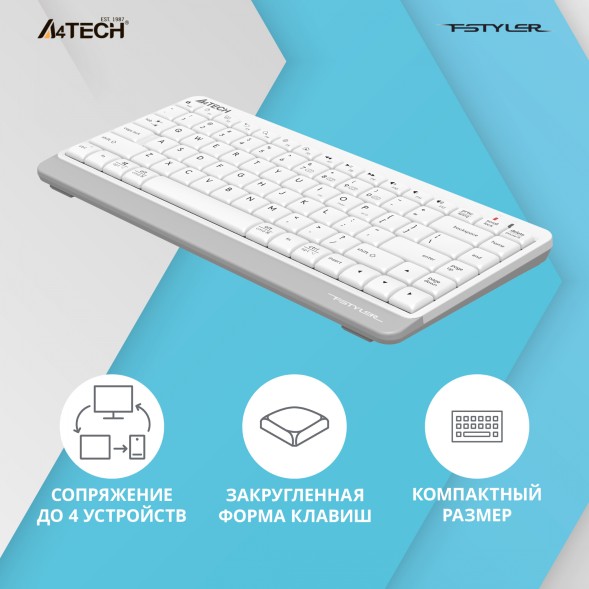 Клавиатура A4Tech Fstyler FBK11 белый/серый USB беспроводная BT/Radio slim (FBK11 WHITE)