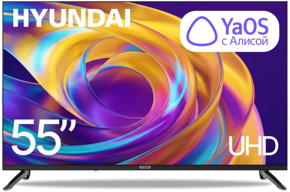 Телевизор LED Hyundai 55&amp;quot; H-LED55BU7012 YaOS Frameless черный/черный 4K Ultra HD 60Hz DVB-T DVB-T2 DVB-C DVB-S DVB-S2 USB WiFi Smart TV