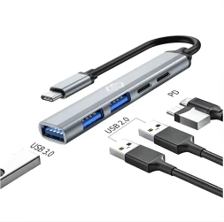 Разветвитель USB-C Digma DHUB-5USB-AC-3.0 5порт. серебристый