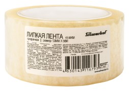 Клейкая лента упаковочная Silwerhof прозрачная шир.50мм дл.66м 45мкм полипропилен