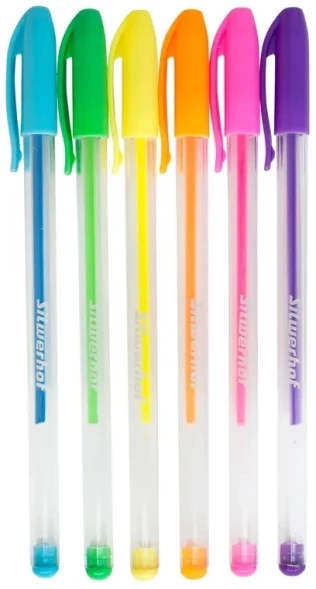Набор ручек гелев. Silwerhof Create Neon d=1мм блистер (6шт) 6цв.
