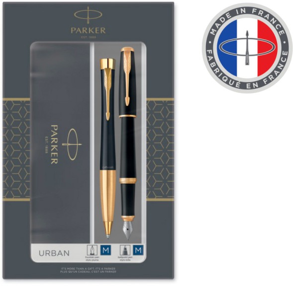 Набор ручек Parker Urban Core FK200 (CW2093381) Muted Black GT сталь нержавеющая подар.кор. ручка перьевая, ручка шариковая