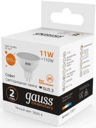 Лампа светодиодная Gauss Elementary 13511 11Вт цок.:GU5.3 софит 180B 3000K св.свеч.бел.теп. MR16 (упак.:1шт)