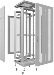 Шкаф коммутационный Cabeus (ND-05C-18U60/60) напольный 18U 600x600мм пер.дв.перфор. задн.дв.перфор. 800кг серый 500мм 46.7кг 220град. 988мм IP20 сталь