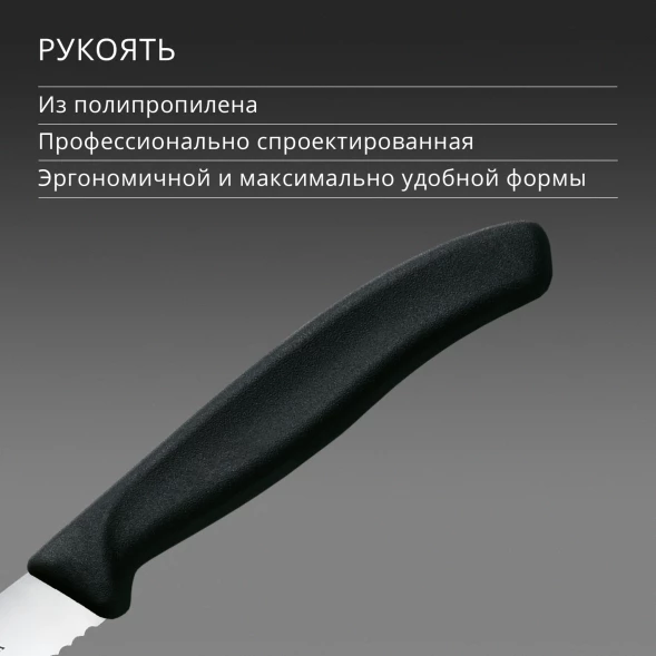 Нож кухонный Victorinox Swiss Classic 6.7233 стальной универсальный для стейка/пиццы лезв.110мм серрейт. заточка черный