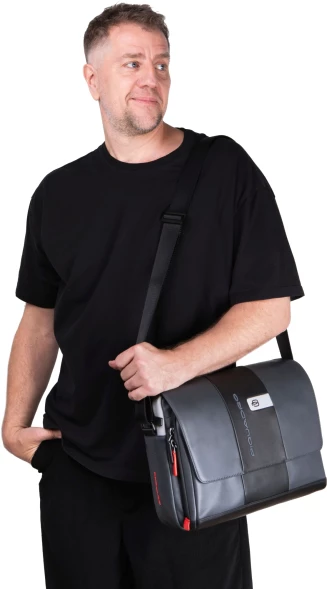 Сумка-мессенджер Piquadro Urban CA6802UB00/GRN с отделением для ноутбука 14&amp;quot; серая/черная натур.кожа