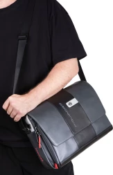 Сумка-мессенджер Piquadro Urban CA6802UB00/GRN с отделением для ноутбука 14&amp;quot; серая/черная натур.кожа