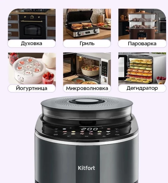 Аэрогриль Kitfort КТ-8155 4.5л 1500Вт серый