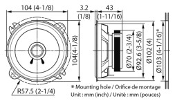 Колонки автомобильные Kenwood KFC-S1056 (без решетки) 220Вт 88дБ 4Ом 10см (4дюйм) (ком.:2кол.) широкополосные однополосные