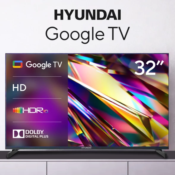 Телевизор LED Hyundai 32&amp;quot; H-LED32BS5011 Google TV Frameless Metal черный/черный HD 60Hz DVB-T DVB-T2 DVB-C DVB-S DVB-S2 USB WiFi Smart TV