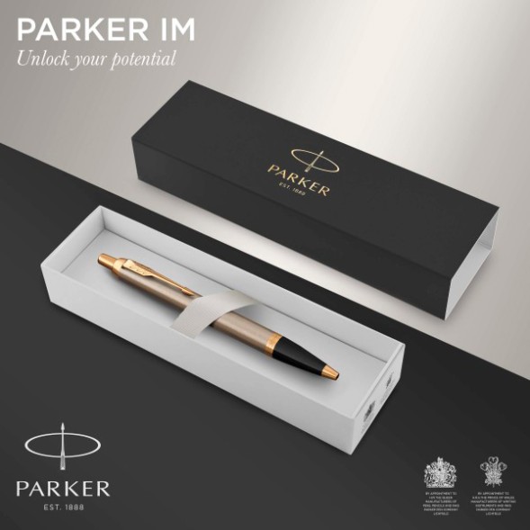Ручка шариков. Parker IM Core K321 (CW1931670) Brushed Metal GT M син. черн. подар.кор.
