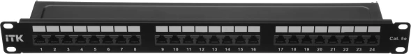 Патч-панель ITK PP24-1UC5ES-D05 19&amp;quot; 1U 24xRJ45 кат.5e STP
