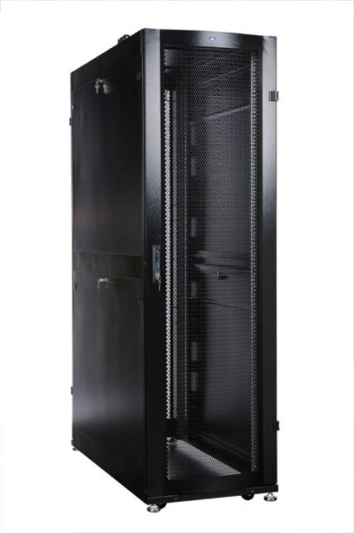 Шкаф серверный ЦМО (ШТК-СП-42.6.12-48АА-9005) напольный 42U 600x1190мм пер.дв.перфор. 2 бок.пан. задн.дв.перфор.2-хст. направл.под закл.гайки 1350кг черный 883мм 150кг 180град. 1950мм
