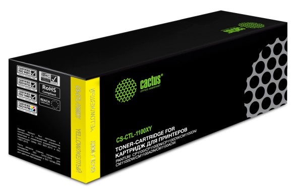 Картридж лазерный Cactus CS-CTL-1100XY желтый (2300стр.) для Pantum CP1100/CP1100DW/CM1100DN/CM1100DW/CM1100ADN/CM1100ADW с чипом
