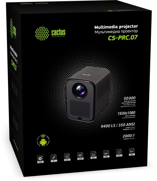 Проектор Cactus CS-PRC.07WT.Full HD-A LCD 350Lm ANSI (1920x1080) 2000:1 ресурс лампы:50000часов 1xUSB typeA 1xHDMI 1кг
