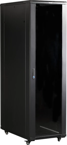 Шкаф серверный Lanmaster (TWT-CBB-32U-6X6-G1) напольный 32U 600x600мм пер.дв.стекл металл 2 бок.пан. 800кг черный 526мм 64.5кг 1610мм IP20 металл