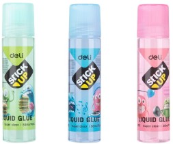 Клей жидкий Deli EA21200 50мл корп.ассорти прозрачный дисплей картонный Stick UP