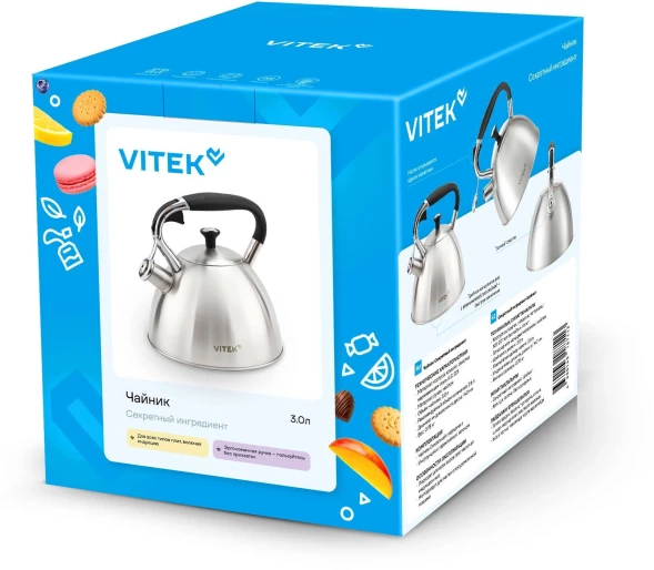 Чайник металлический Vitek Секретный ингредиент VT-WK1400 3л. стальной