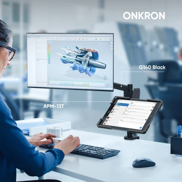 Подставка для планшетных компьютеров ONKRON APM-13T, алюминий, черный, максимальная нагрузка 2 кг