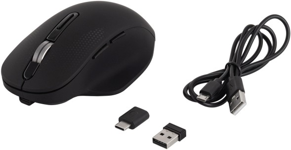 Мышь Оклик 636LWC черный оптическая (1600dpi) беспроводная USB/USB-C для ноутбука (6but)