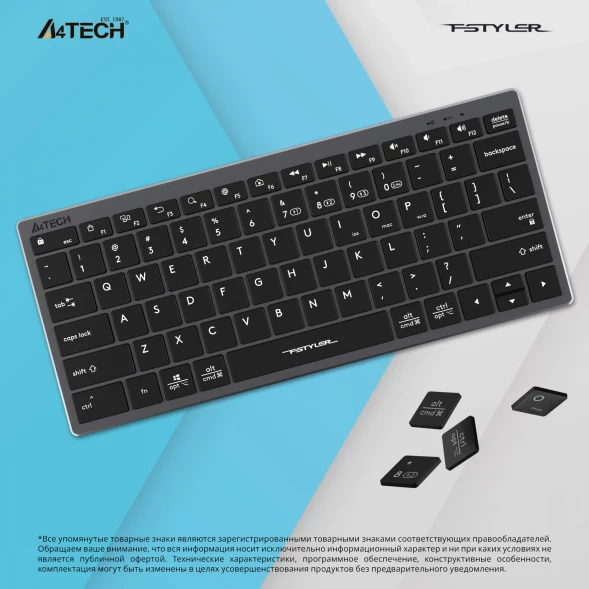 Клавиатура A4Tech Fstyler FBX51C серый USB беспроводная BT/Radio slim Multimedia (FBX51C GREY)