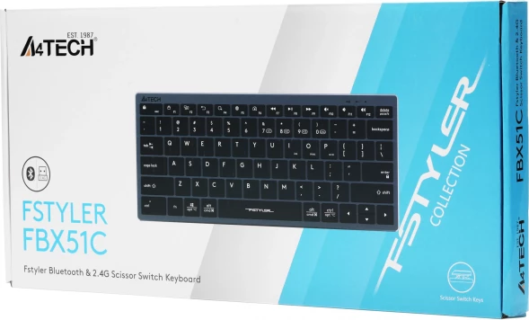 Клавиатура A4Tech Fstyler FBX51C серый USB беспроводная BT/Radio slim Multimedia (FBX51C GREY)