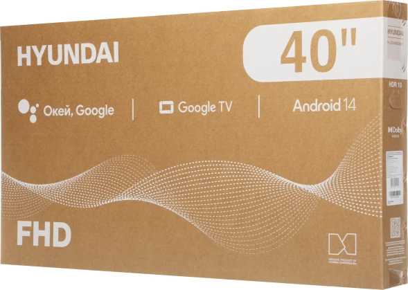 Телевизор LED Hyundai 40&amp;quot; H-LED40BS5011 Google TV Frameless Metal черный FULL HD 60Hz DVB-T DVB-T2 DVB-C DVB-S DVB-S2 USB WiFi Smart TV