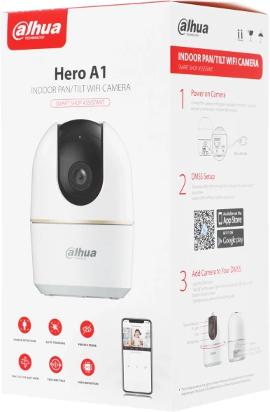 Камера видеонаблюдения IP Dahua DH-IPC-H2AP-0360B Wi-Fi 3.6-3.6мм цв. корп.:белый/черный