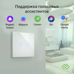 Умный выключатель Digma DiSwitch 2p 2-хкл. универсальный белый (DSW2P)