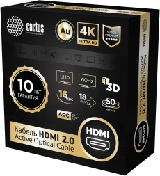 Кабель аудио-видео Cactus CS-HDMI-AOC-2-50 HDMI (m)/HDMI (m) 50м. позолоч.конт. черный