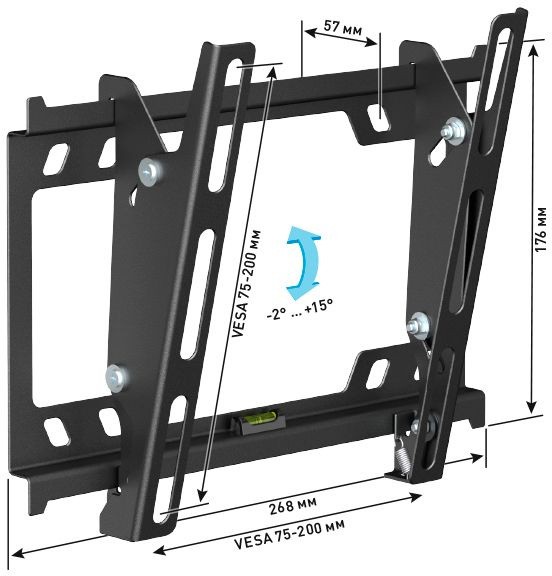 Кронштейн для телевизора Holder T2627-B черный 22&amp;quot;-40&amp;quot; макс.25кг настенный наклон