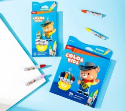 Восковые мелки Deli EC221-12 трехгр. 12цв. (12шт) дл.75мм д.11мм картон.кор./европод.