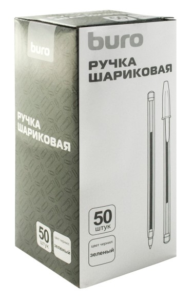 Ручка шариков. Buro Simplex d=0.7мм зел. черн. кор.карт. одноразовая ручка линия 0.5мм без инд. Маркировки