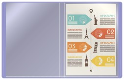 Папка с 10 прозр.вклад. Бюрократ Pastel PAST10VIO A4 пластик 0.5мм торц.карм с бум. встав фиолетовый