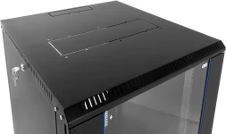 Шкаф коммутационный ЦМО ШРН-Эконом (ШРН-Э-18.650-9005) настенный 18U 600x650мм пер.дв.стекл 65кг черный 600мм 31.86кг 180град. 930мм IP20 сталь