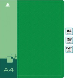 Папка на 2-х кольцах Бюрократ -0827/2RGRN A4 пластик 0.7мм кор.27мм внутр. с вставкой зеленый