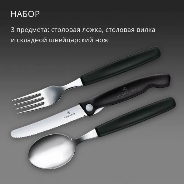 Набор столовых приборов Victorinox Swiss Classic 6.7193.3F набор из 3предм. черный