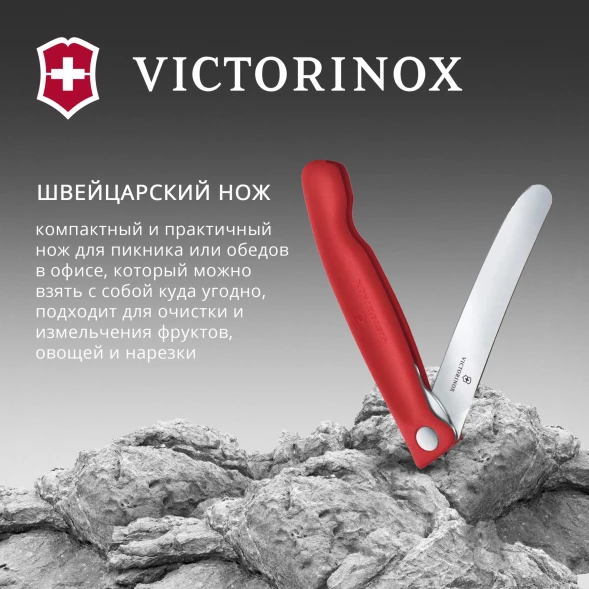 Нож кухонный Victorinox Swiss Classic 6.7801.FC1 стальной универсальный для овощей лезв.110мм прямая заточка красный карт.коробка