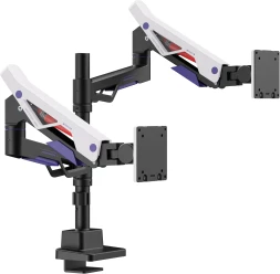 Кронштейн для мониторов Ultramounts UM742BW черный/белый 24&amp;quot;-57&amp;quot; макс.27кг крепление к столешнице поворот и наклон