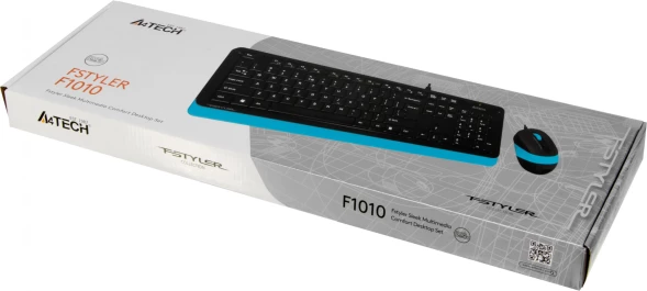 Клавиатура + мышь A4Tech Fstyler F1010 клав:черный/синий мышь:черный/синий USB Multimedia (F1010 BLUE)