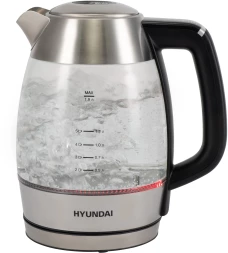 Чайник электрический Hyundai HYK-G9408 1.9л. 2200Вт черный/серебристый корпус: стекло