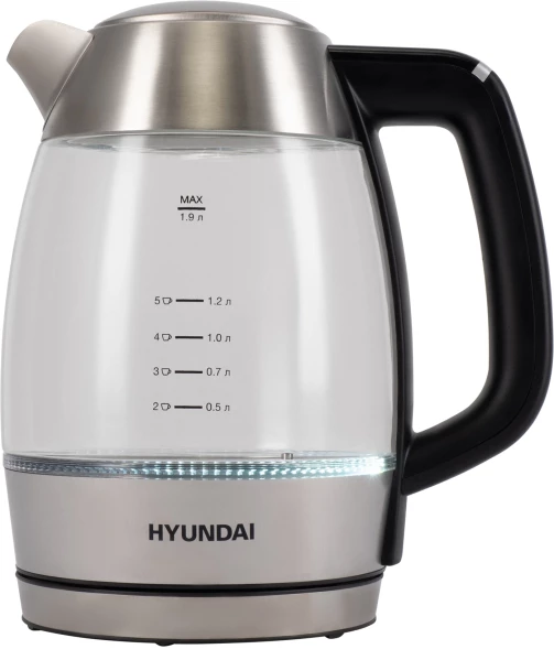 Чайник электрический Hyundai HYK-G9408 1.9л. 2200Вт черный/серебристый корпус: стекло