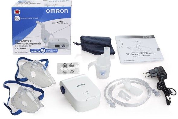 Ингалятор Omron С21 Basic (NE-C803-RU) компрессорный стационарный белый